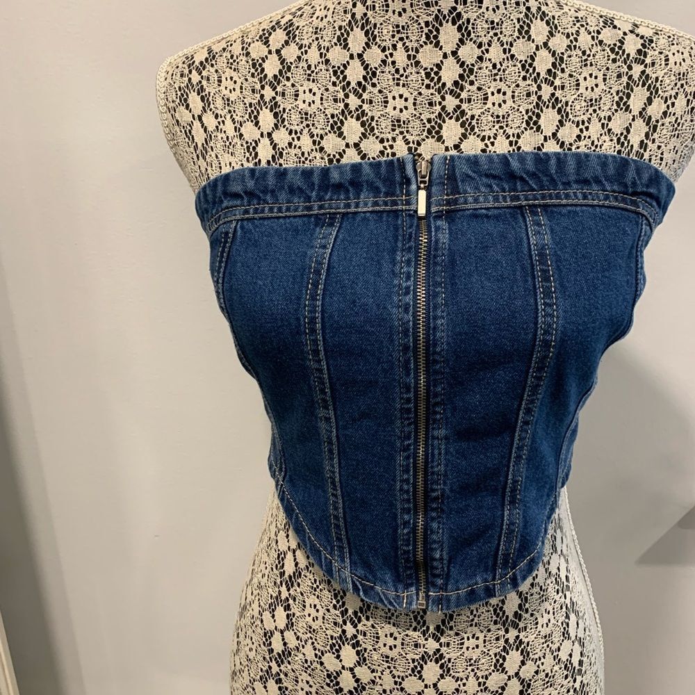 Vintage Lone Star  Blue Indigo Wash Denim Corset/Tube Top